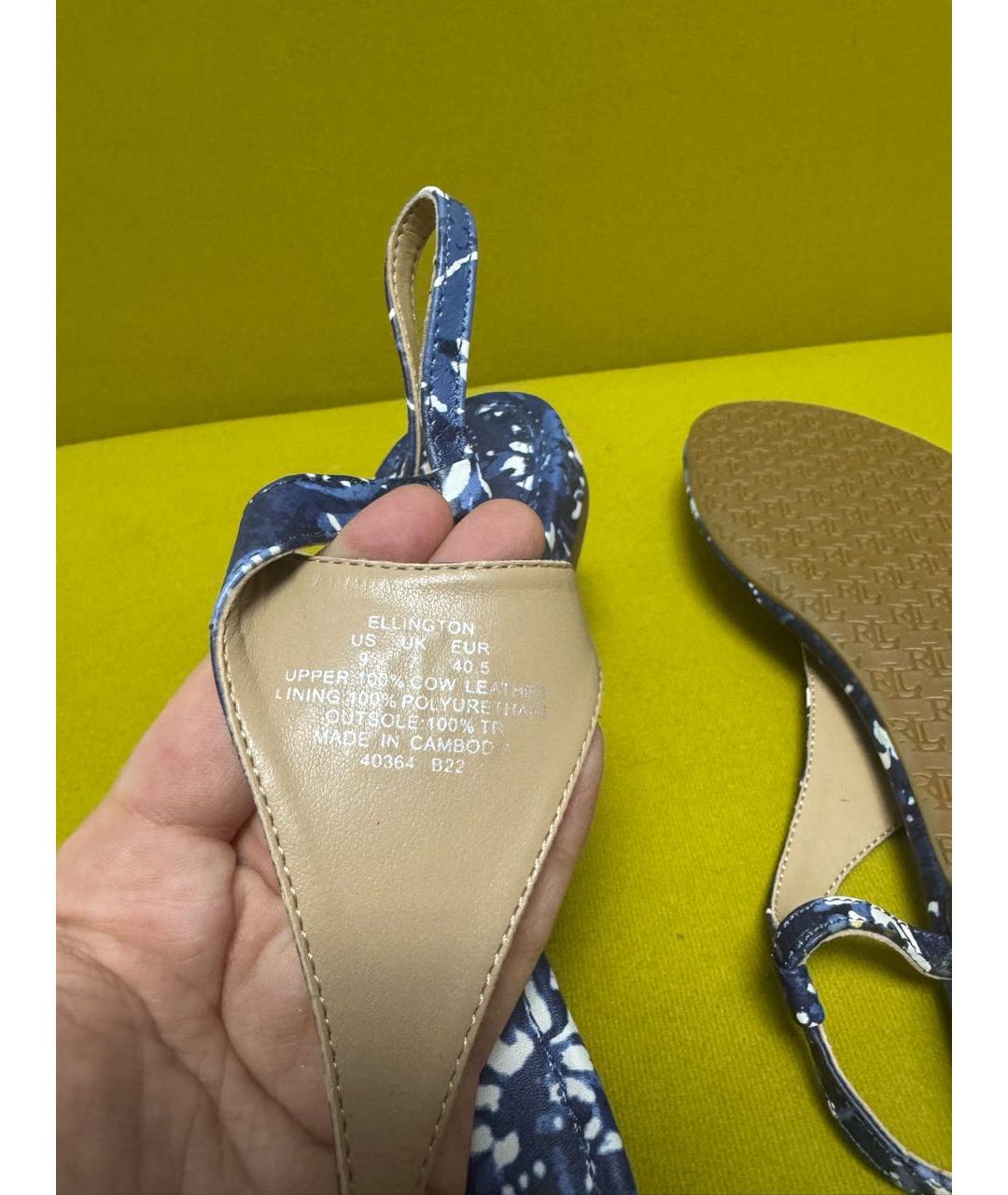 RALPH LAUREN Синие кожаные сандалии, фото 7
