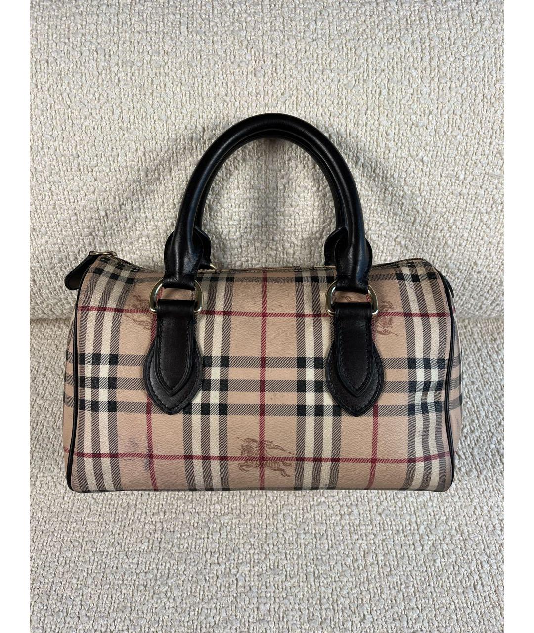 BURBERRY Бежевая кожаная сумка с короткими ручками, фото 3
