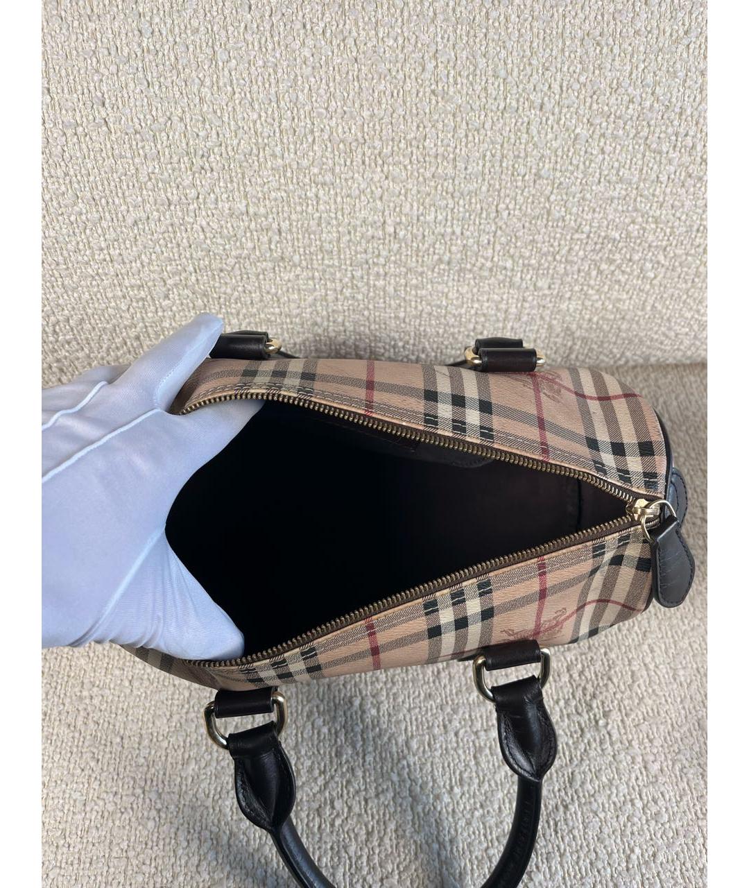 BURBERRY Бежевая кожаная сумка с короткими ручками, фото 4
