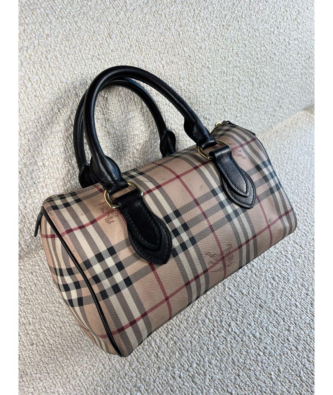 BURBERRY Бежевая кожаная сумка с короткими ручками, фото 2