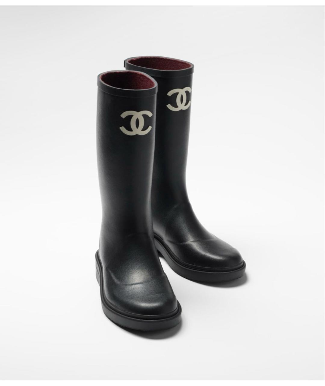 CHANEL Черные резиновые сапоги, фото 3