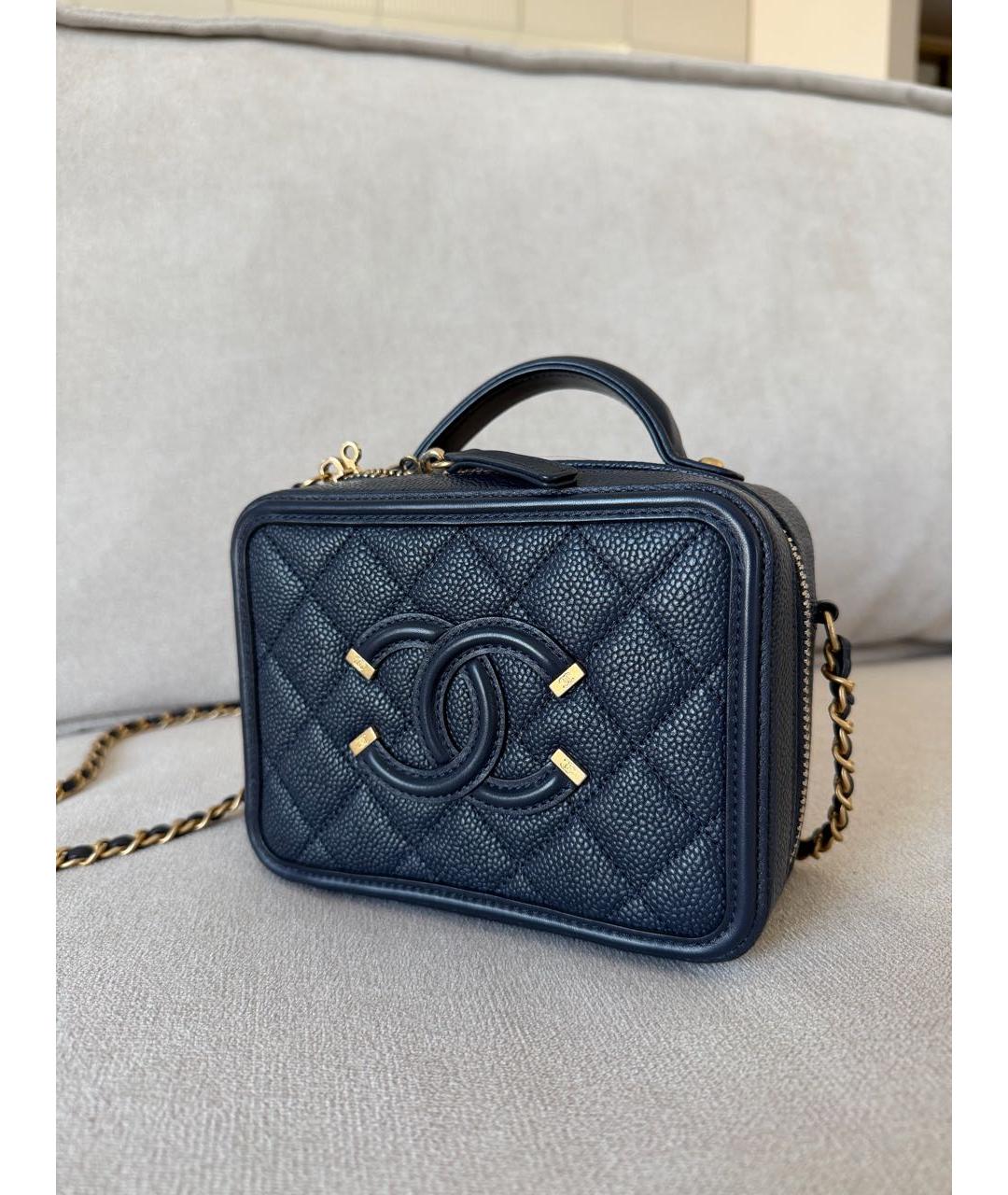 CHANEL Темно-синяя кожаная сумка через плечо, фото 2