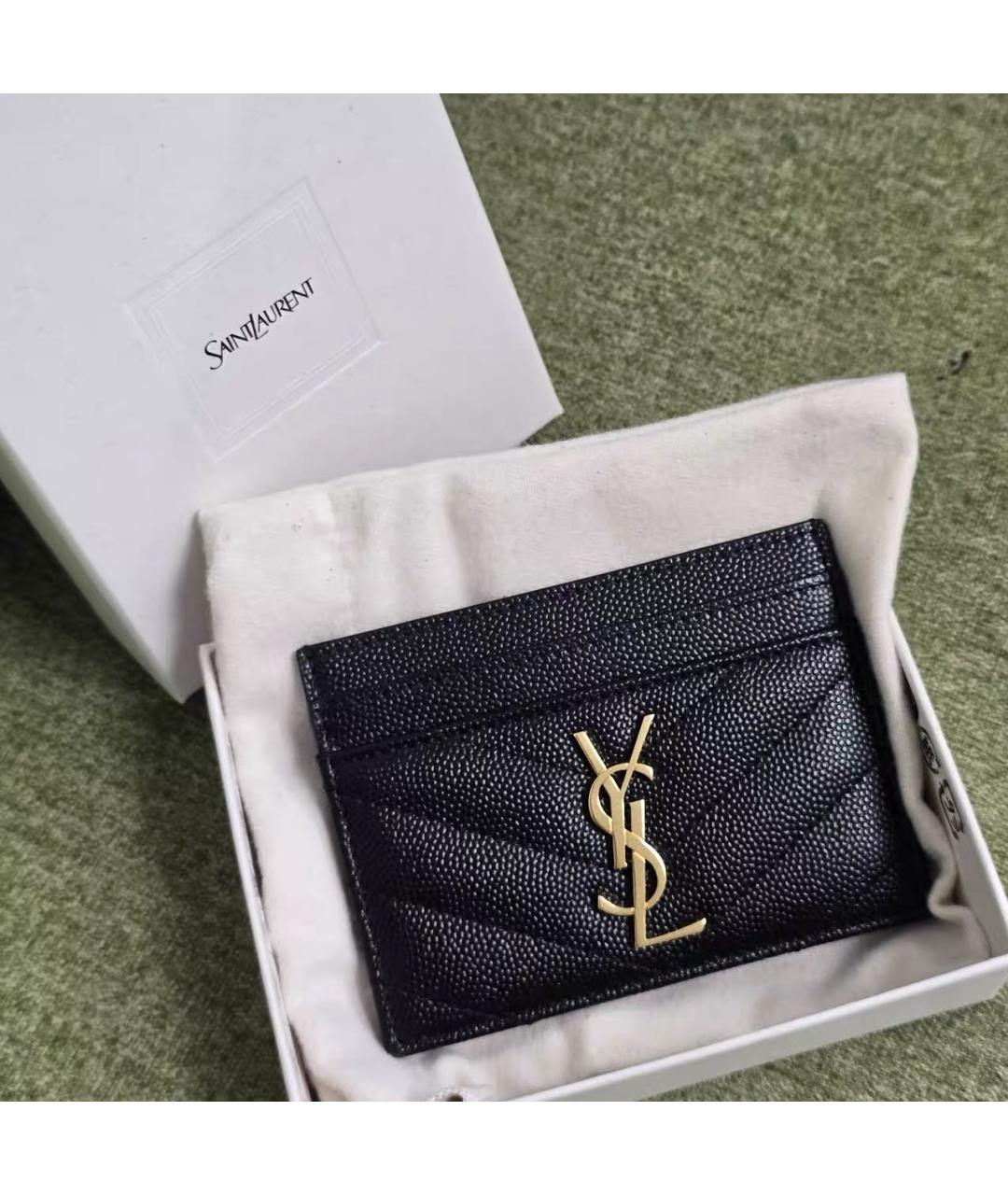 SAINT LAURENT Черный кожаный кардхолдер, фото 7