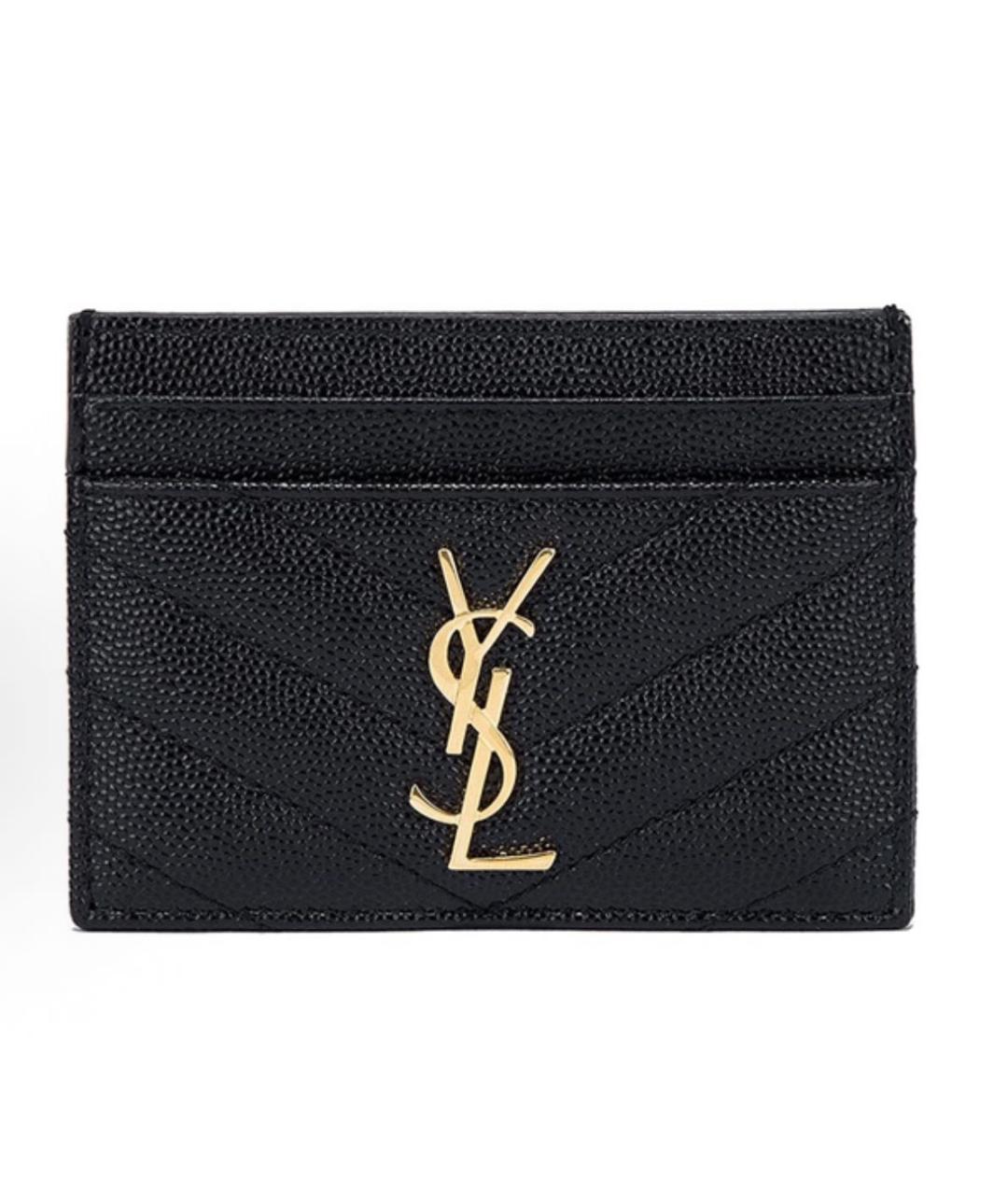 SAINT LAURENT Черный кожаный кардхолдер, фото 8