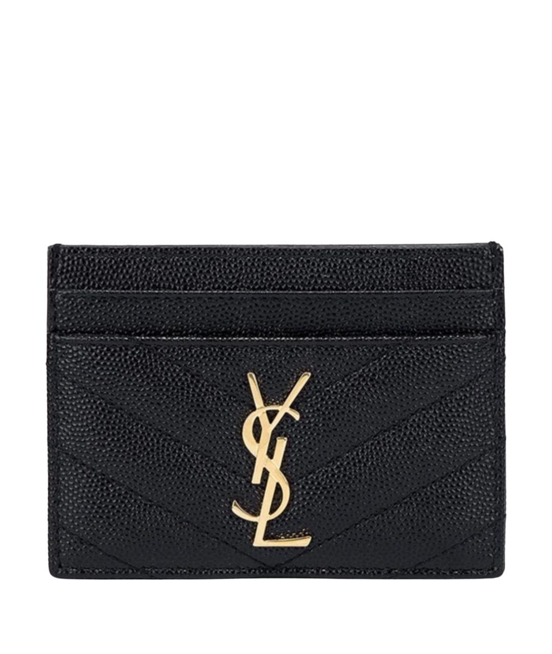 SAINT LAURENT Черный кожаный кардхолдер, фото 1