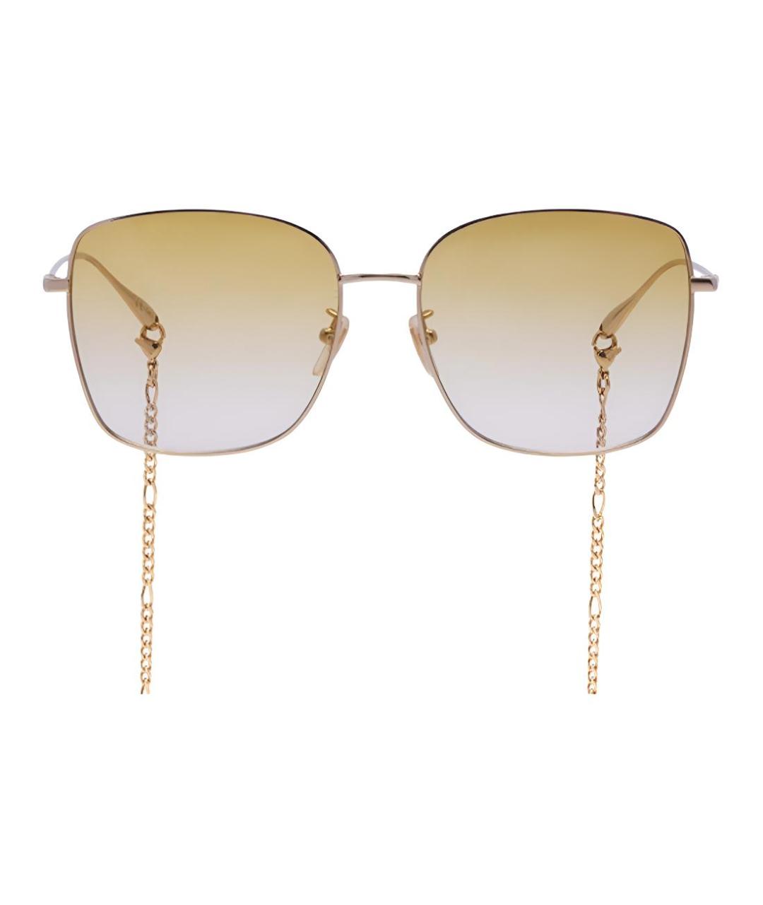 GUCCI Золотые металлические солнцезащитные очки, фото 2