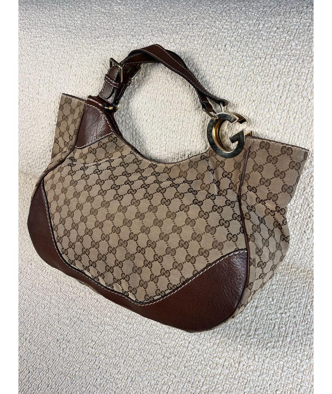 GUCCI Коричневая кожаная сумка с короткими ручками, фото 5