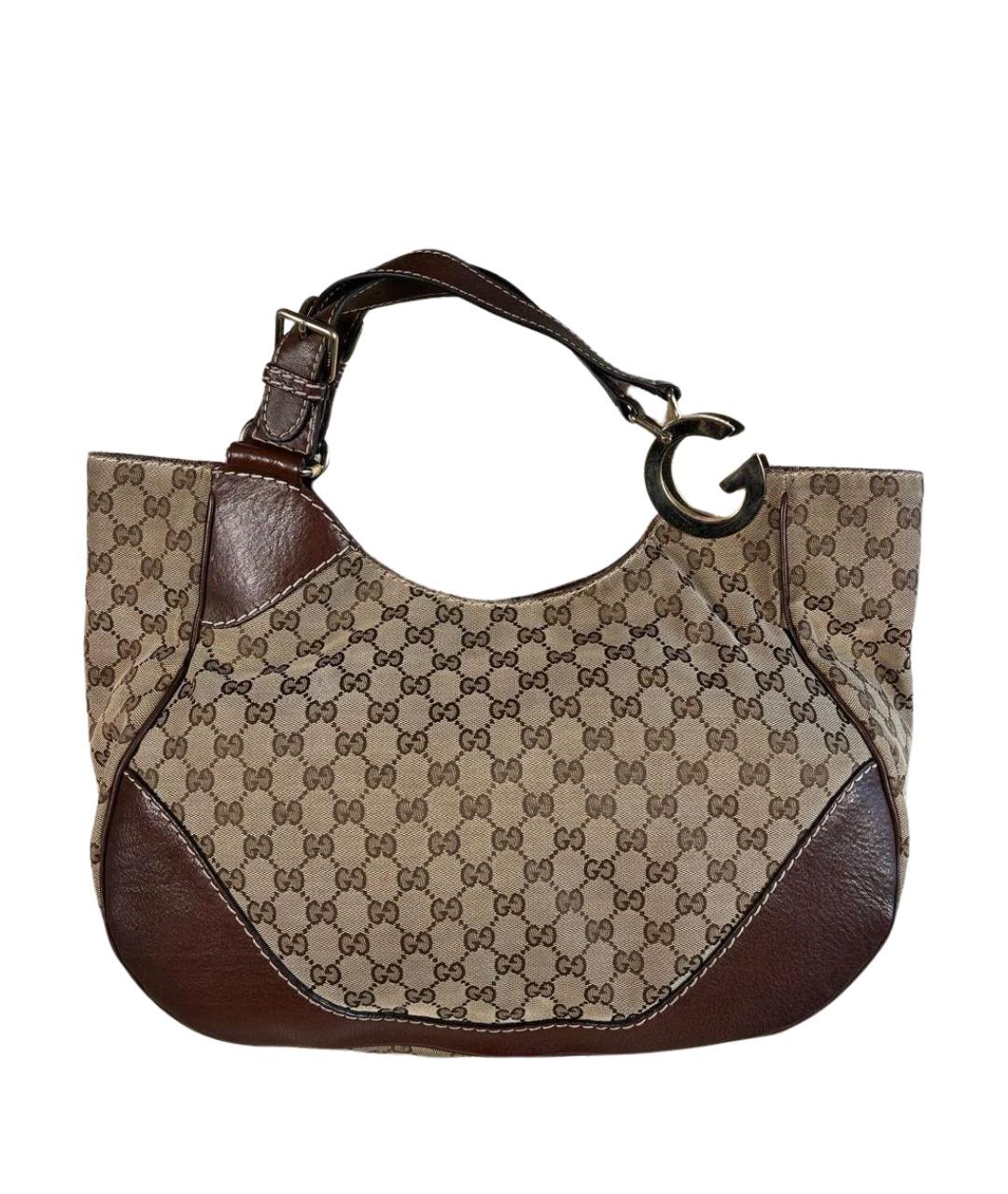 GUCCI Коричневая кожаная сумка с короткими ручками, фото 1