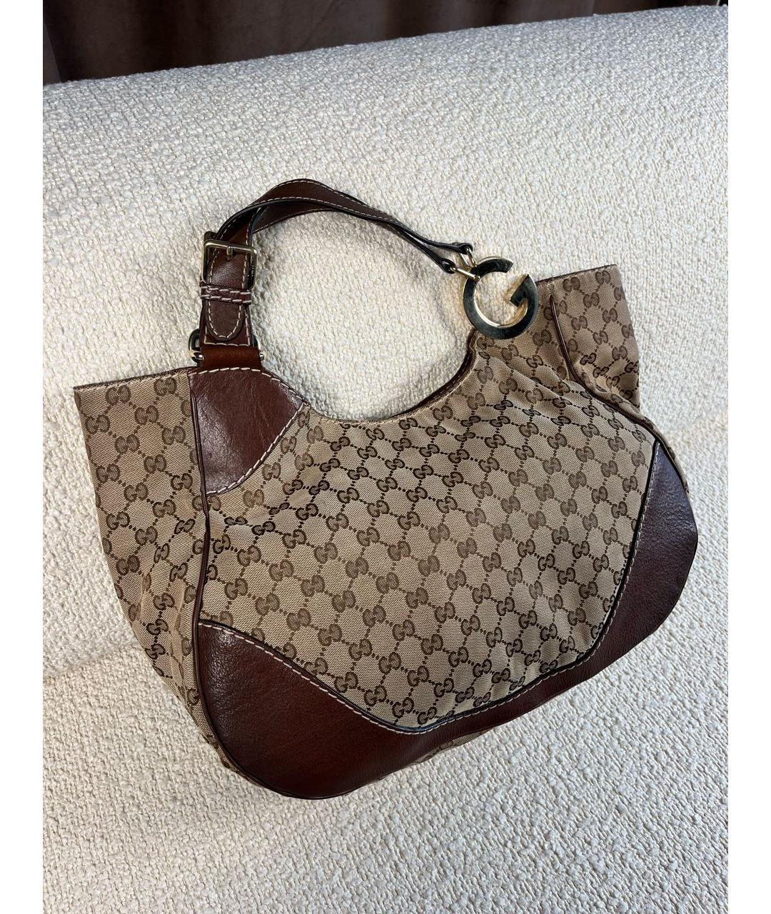 GUCCI Коричневая кожаная сумка с короткими ручками, фото 2