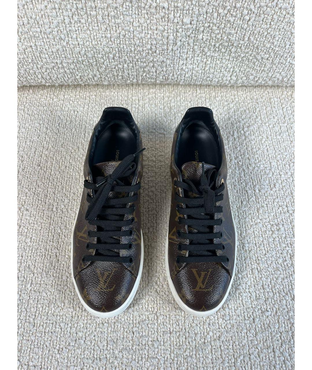 LOUIS VUITTON Коричневые кожаные кеды, фото 2