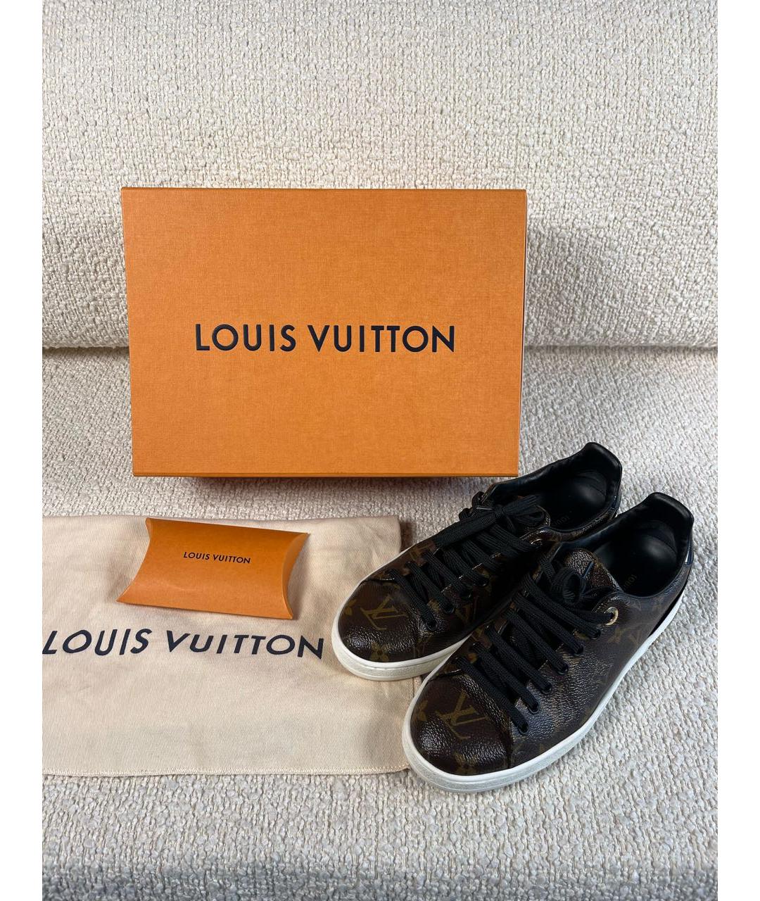 LOUIS VUITTON Коричневые кожаные кеды, фото 5