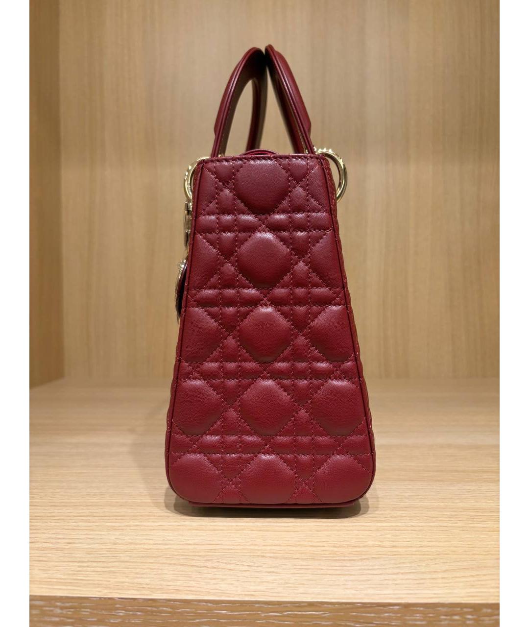 CHRISTIAN DIOR Бордовая кожаная сумка с короткими ручками, фото 2