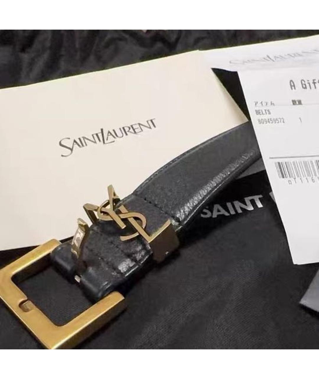 SAINT LAURENT Черный кожаный ремень, фото 6