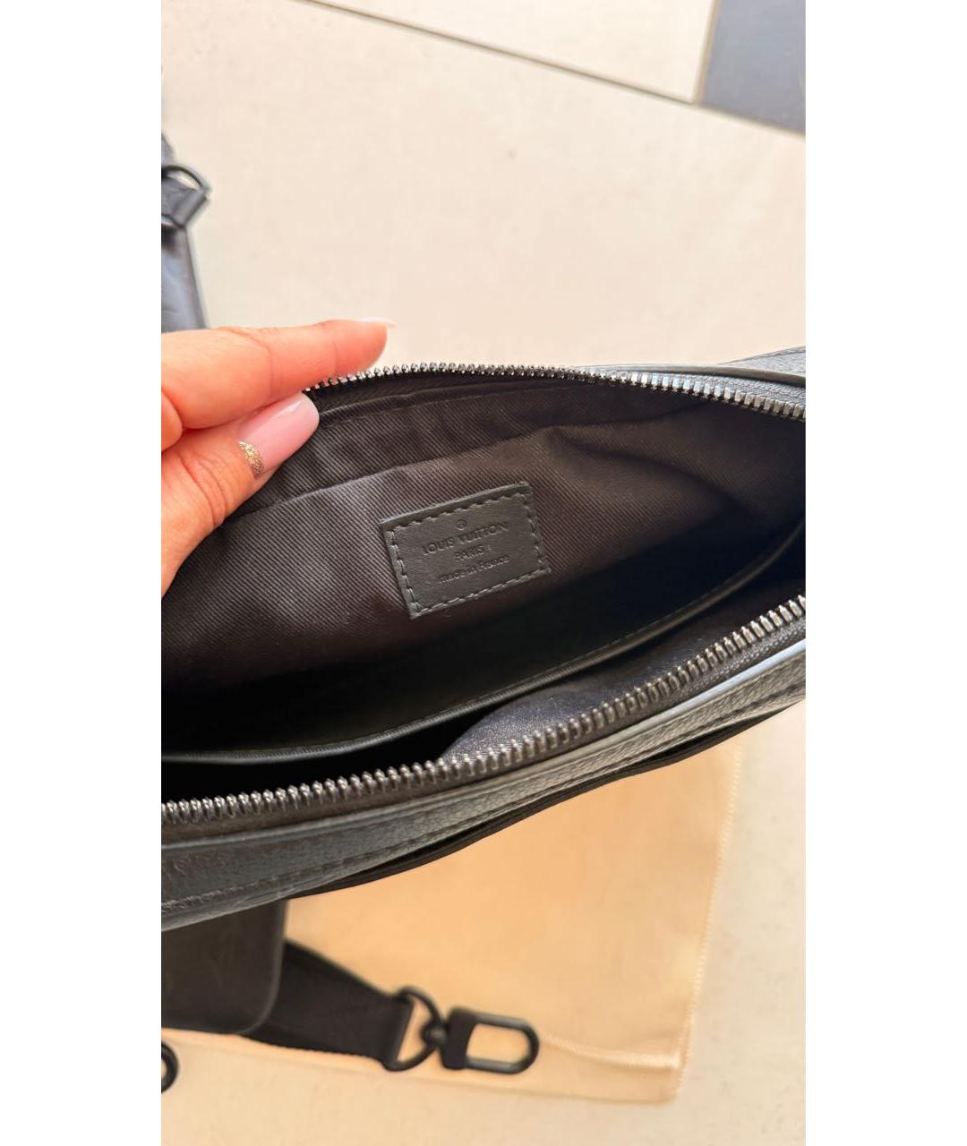 LOUIS VUITTON Черная кожаная сумка на плечо, фото 4