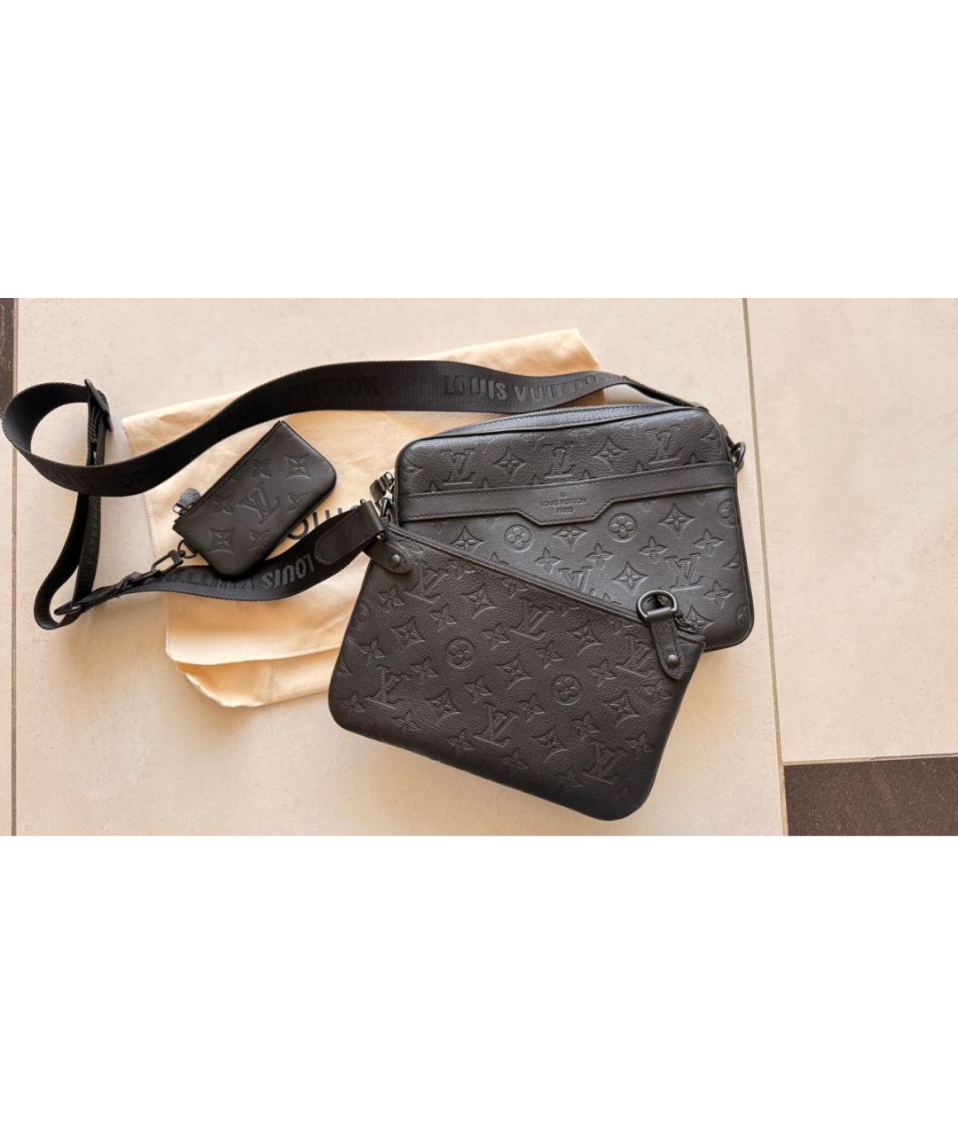 LOUIS VUITTON Черная кожаная сумка на плечо, фото 3