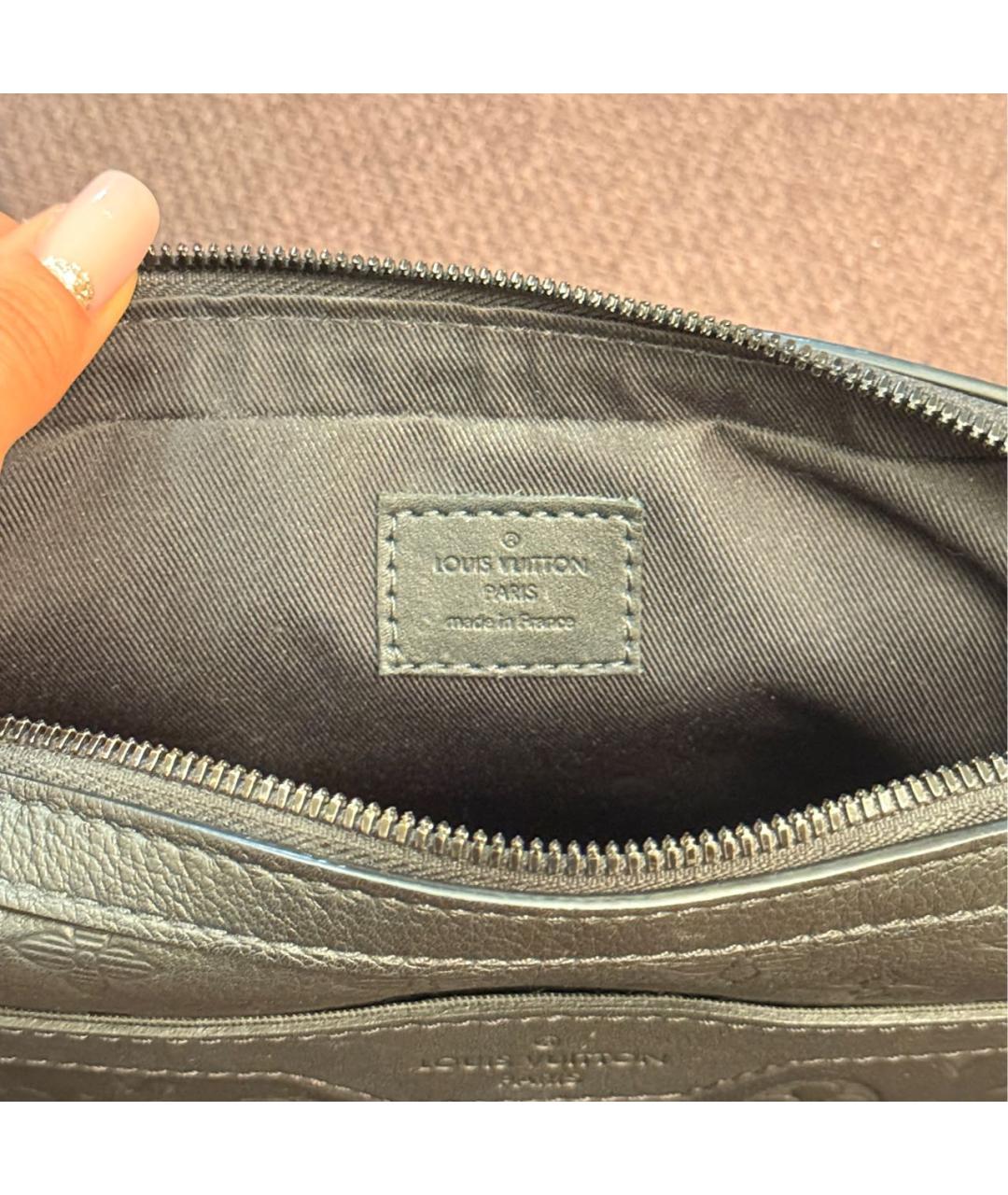 LOUIS VUITTON Черная кожаная сумка на плечо, фото 5