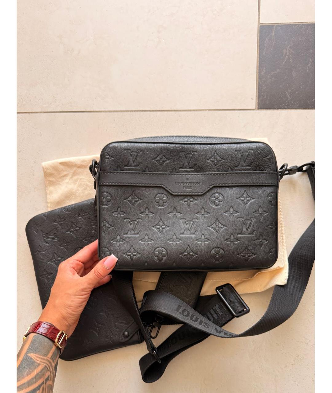 LOUIS VUITTON Черная кожаная сумка на плечо, фото 9