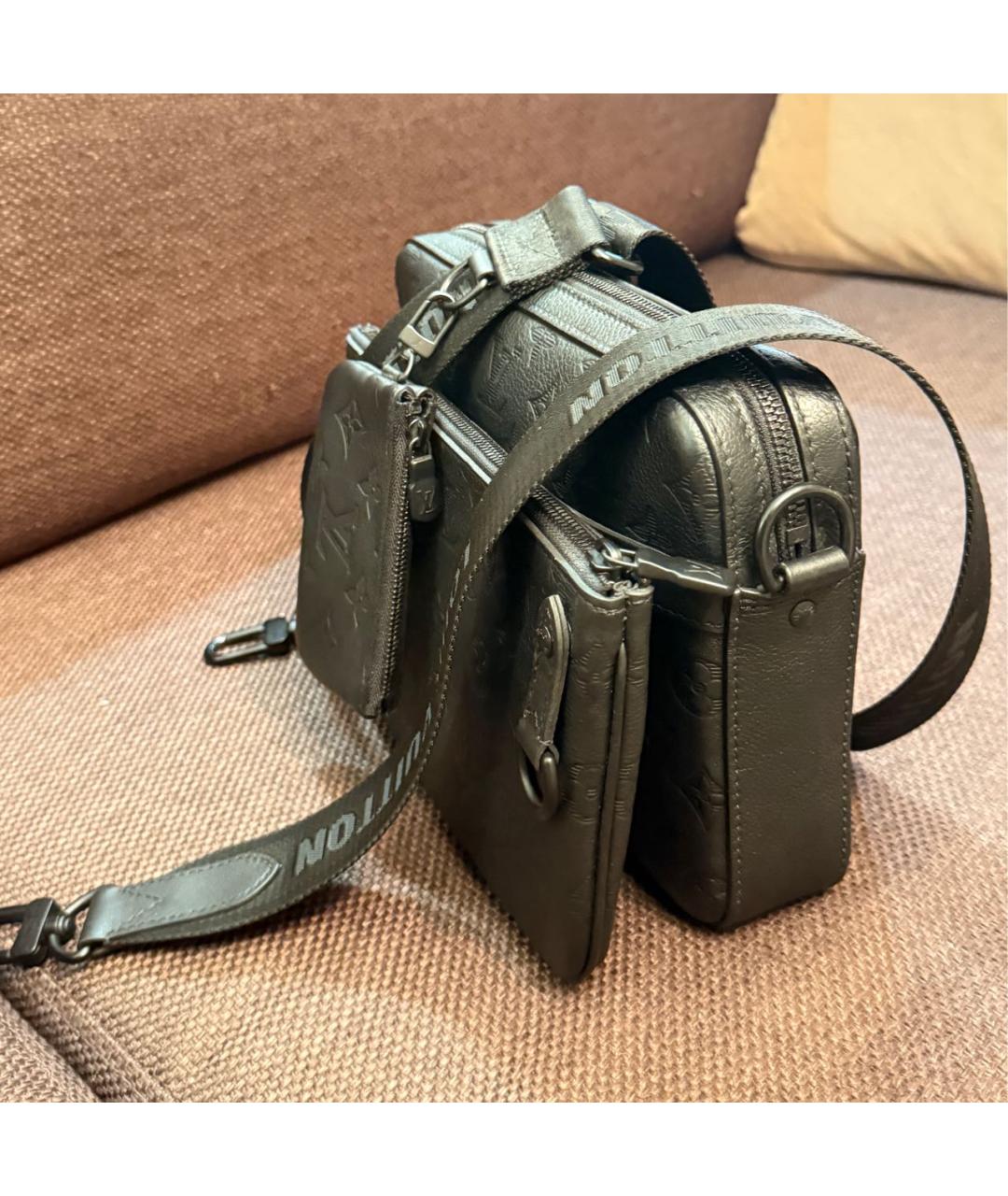 LOUIS VUITTON Черная кожаная сумка на плечо, фото 7
