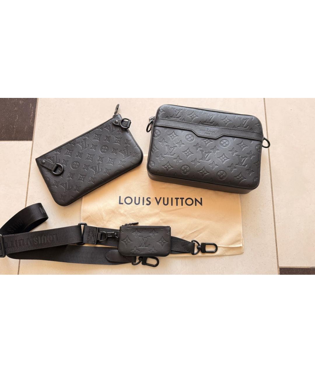 LOUIS VUITTON Черная кожаная сумка на плечо, фото 2