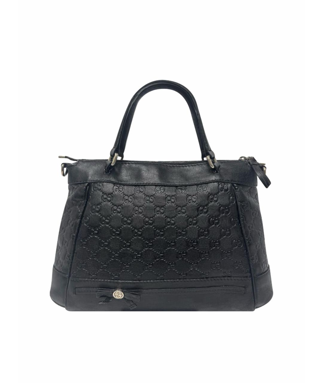 GUCCI Черная кожаная сумка тоут, фото 1