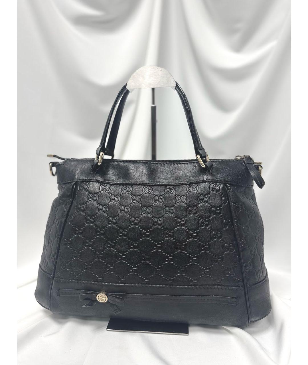 GUCCI Черная кожаная сумка тоут, фото 3