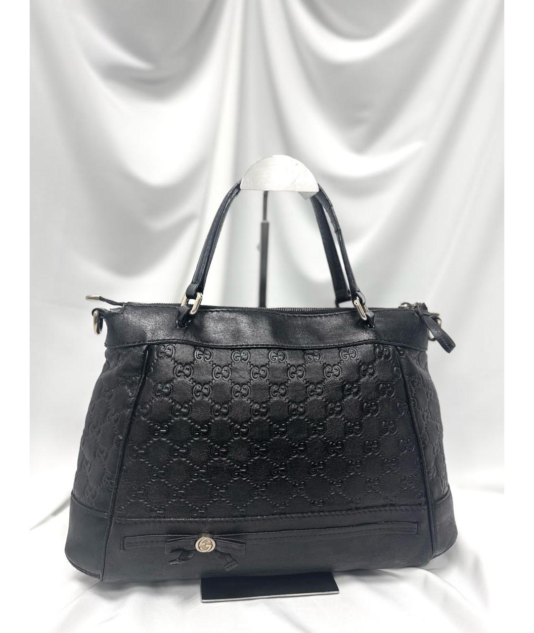 GUCCI Черная кожаная сумка тоут, фото 2