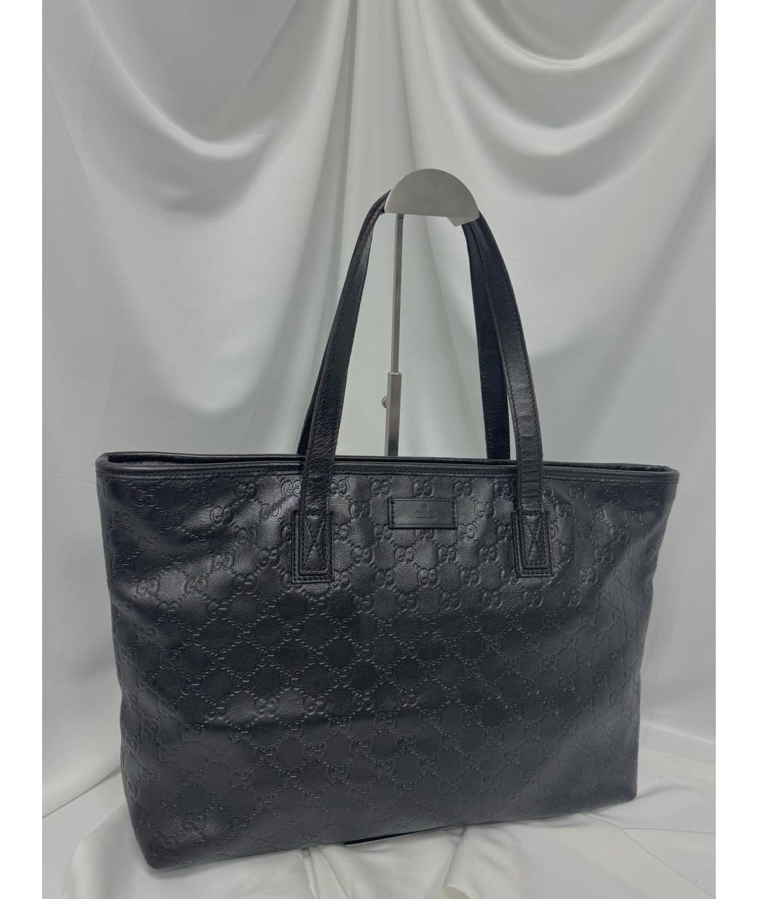 GUCCI Черная кожаная сумка тоут, фото 3