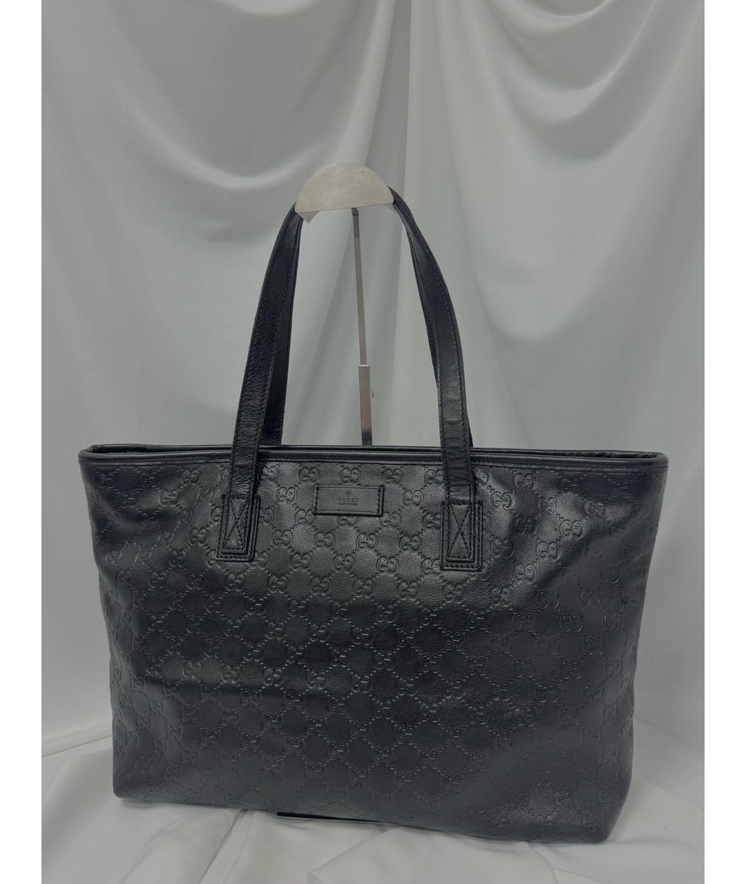 GUCCI Черная кожаная сумка тоут, фото 2