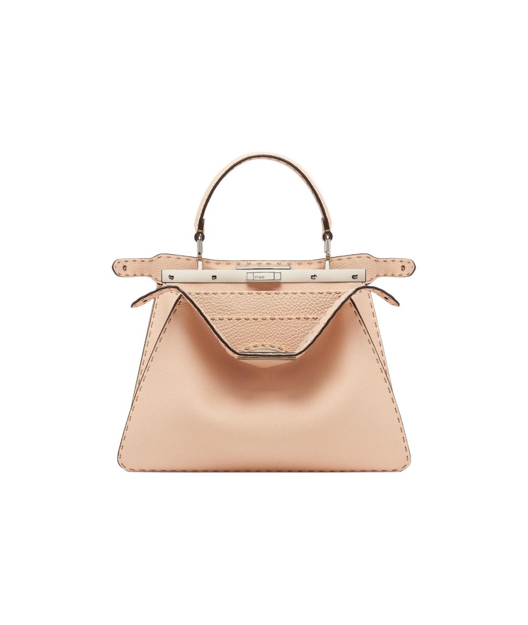 FENDI Розовая кожаная сумка с короткими ручками, фото 6