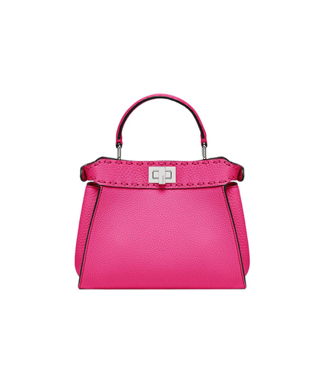 FENDI Розовая кожаная сумка через плечо, фото 3