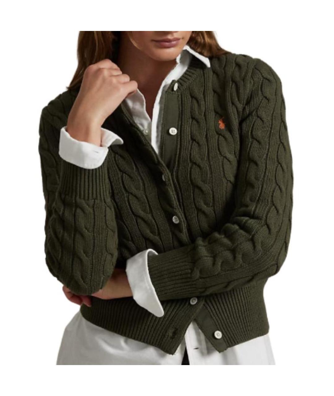 POLO RALPH LAUREN Зеленый хлопковый кардиган, фото 4