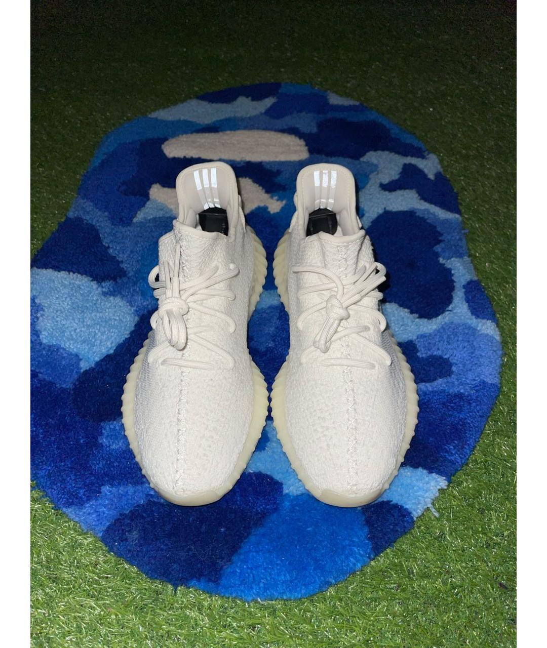 ADIDAS YEEZY Белые текстильные низкие кроссовки / кеды, фото 3