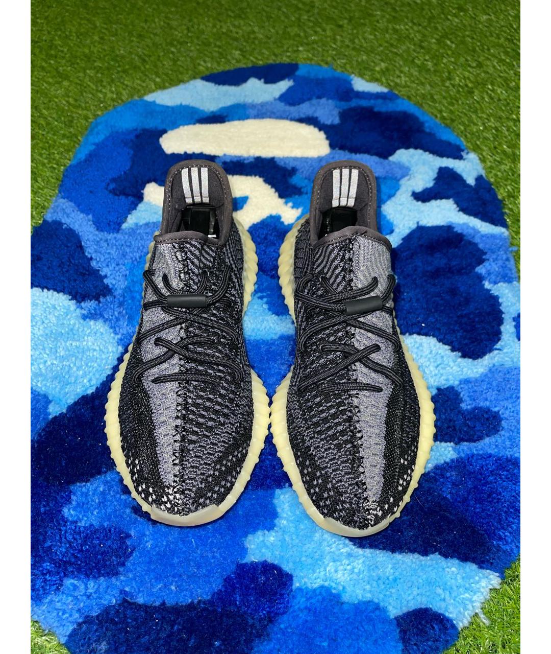 ADIDAS YEEZY Темно-синие текстильные низкие кроссовки / кеды, фото 3