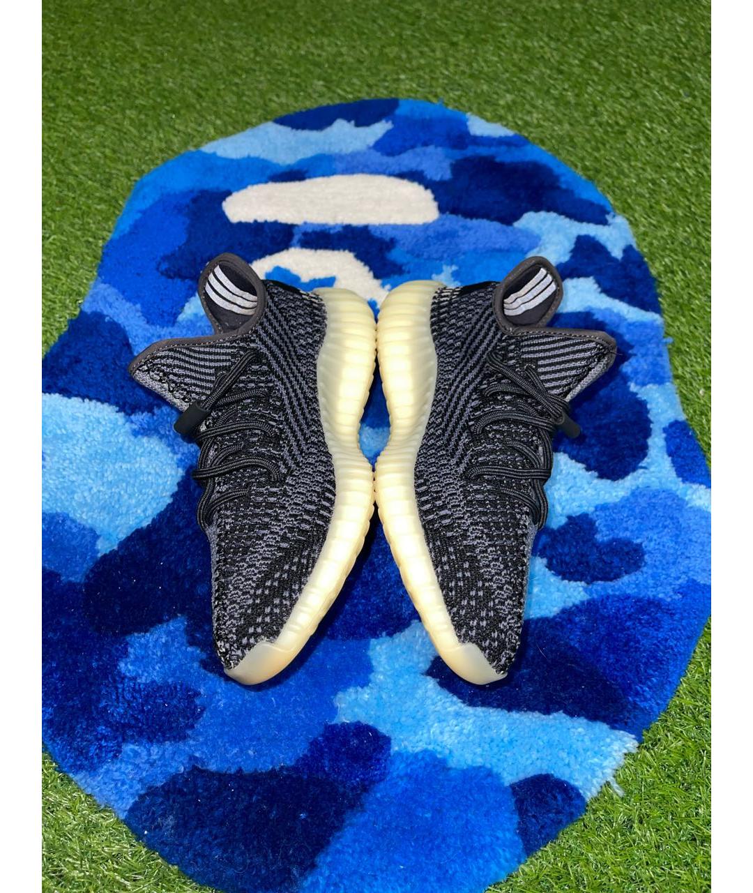 ADIDAS YEEZY Темно-синие текстильные низкие кроссовки / кеды, фото 4
