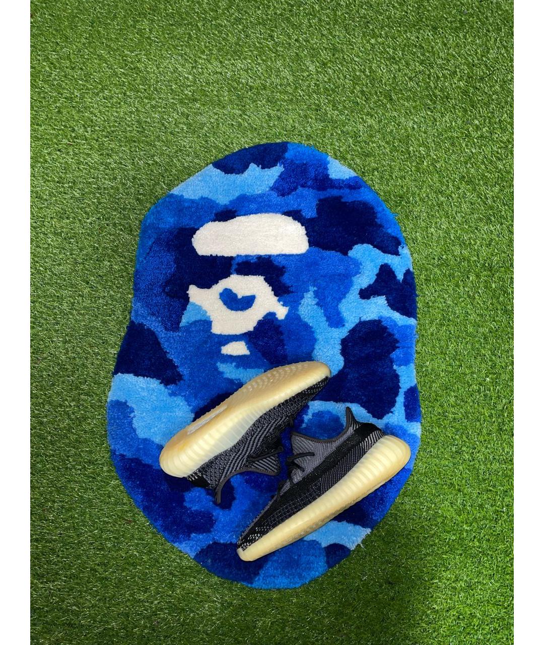 ADIDAS YEEZY Темно-синие текстильные низкие кроссовки / кеды, фото 2