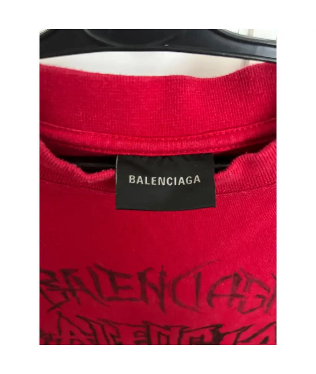 BALENCIAGA Красная хлопковая футболка, фото 4