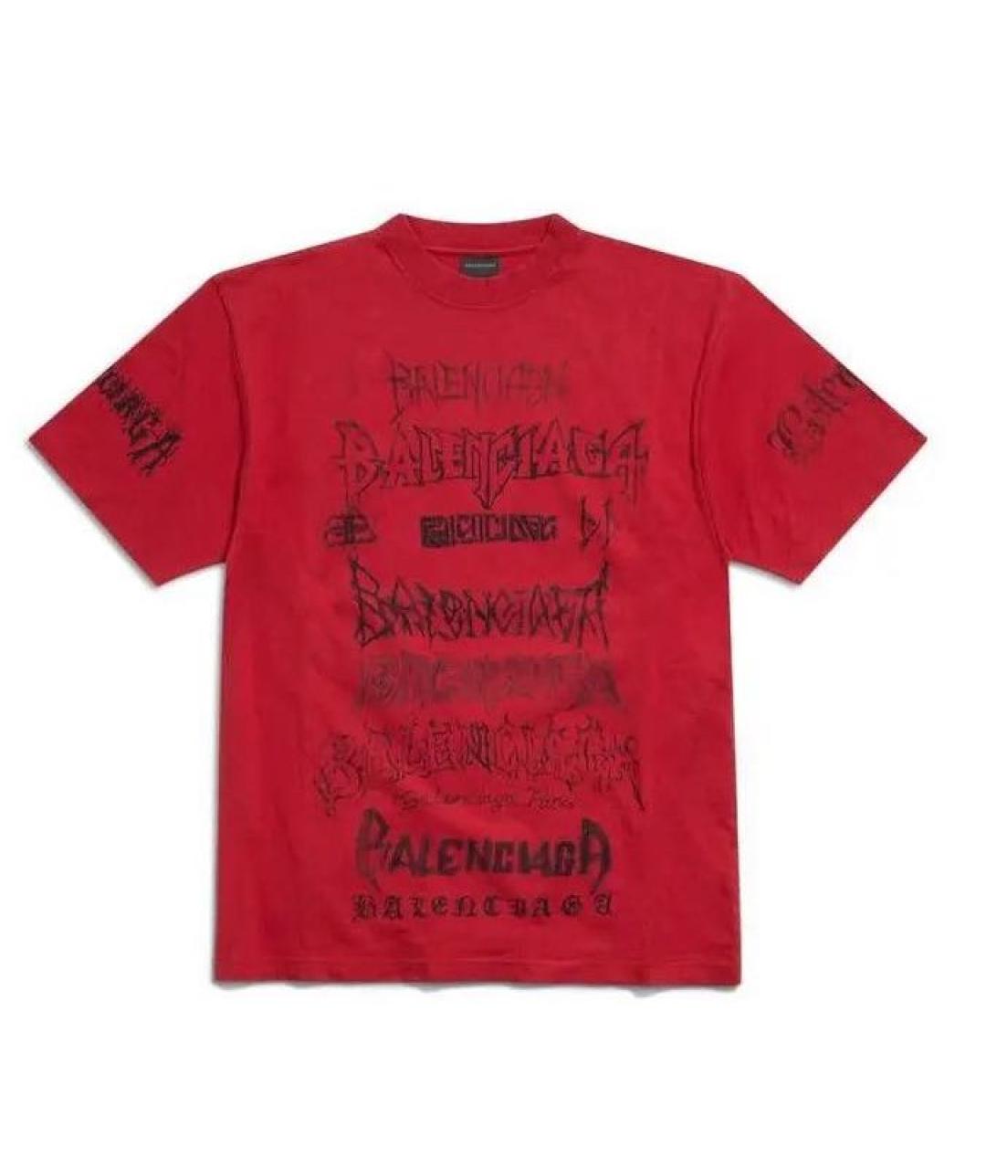 BALENCIAGA Красная хлопковая футболка, фото 1