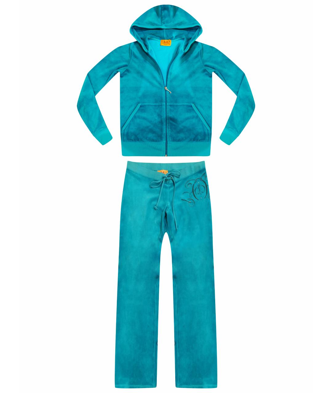 JUICY COUTURE Бирюзовый велюровый спортивные костюмы, фото 1