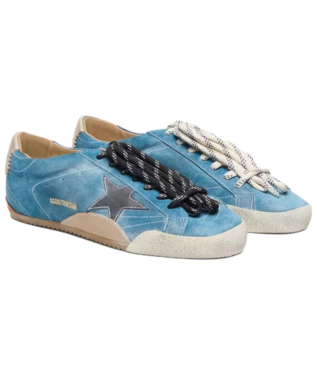 GOLDEN GOOSE DELUXE BRAND Синие замшевые низкие кроссовки / кеды, фото 3