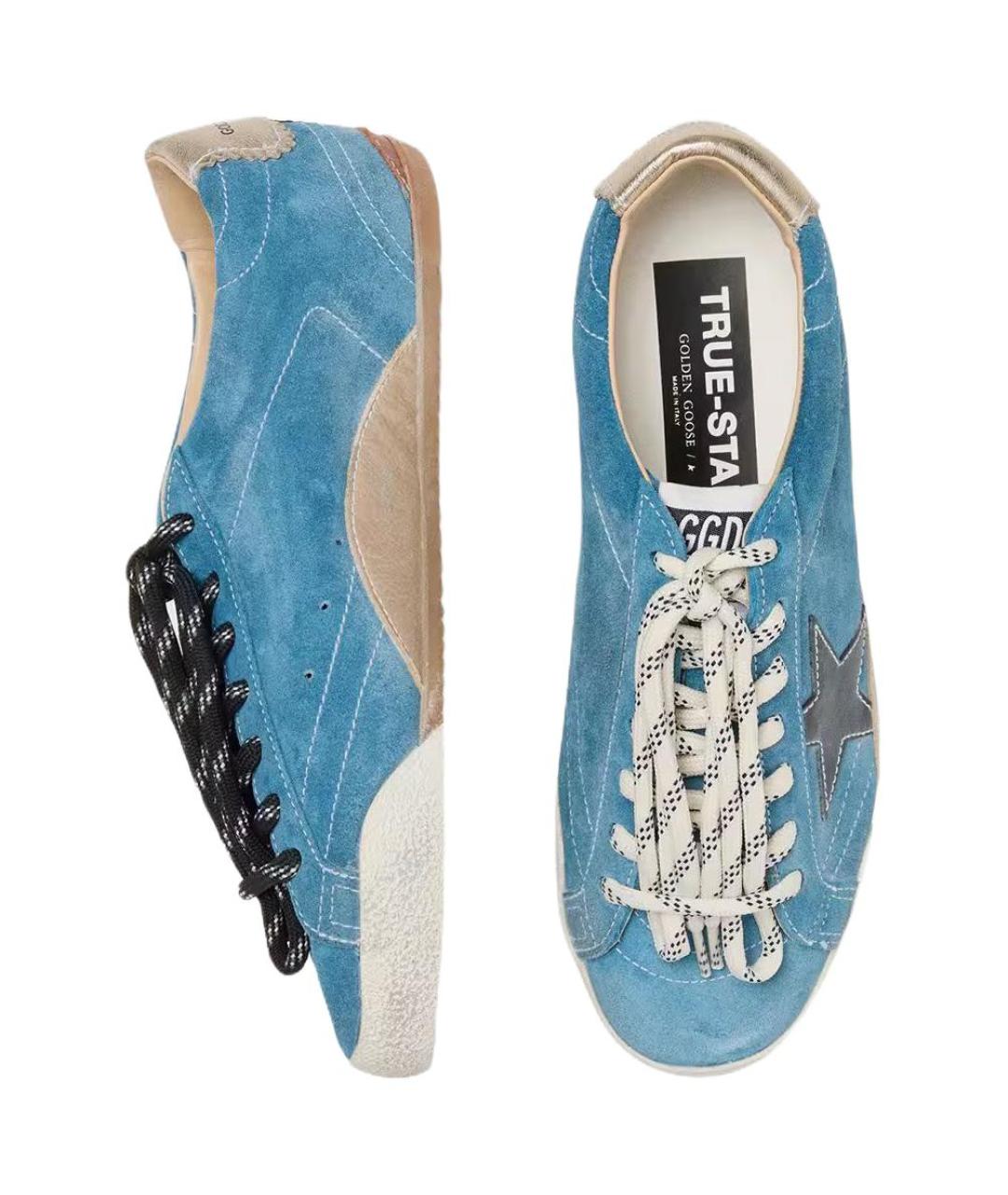 GOLDEN GOOSE DELUXE BRAND Синие замшевые низкие кроссовки / кеды, фото 4