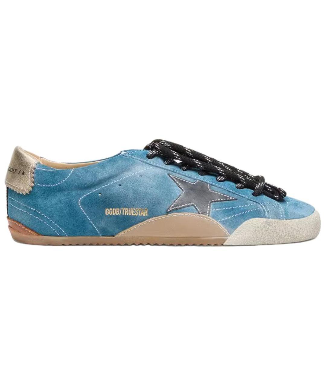 GOLDEN GOOSE DELUXE BRAND Синие замшевые низкие кроссовки / кеды, фото 1