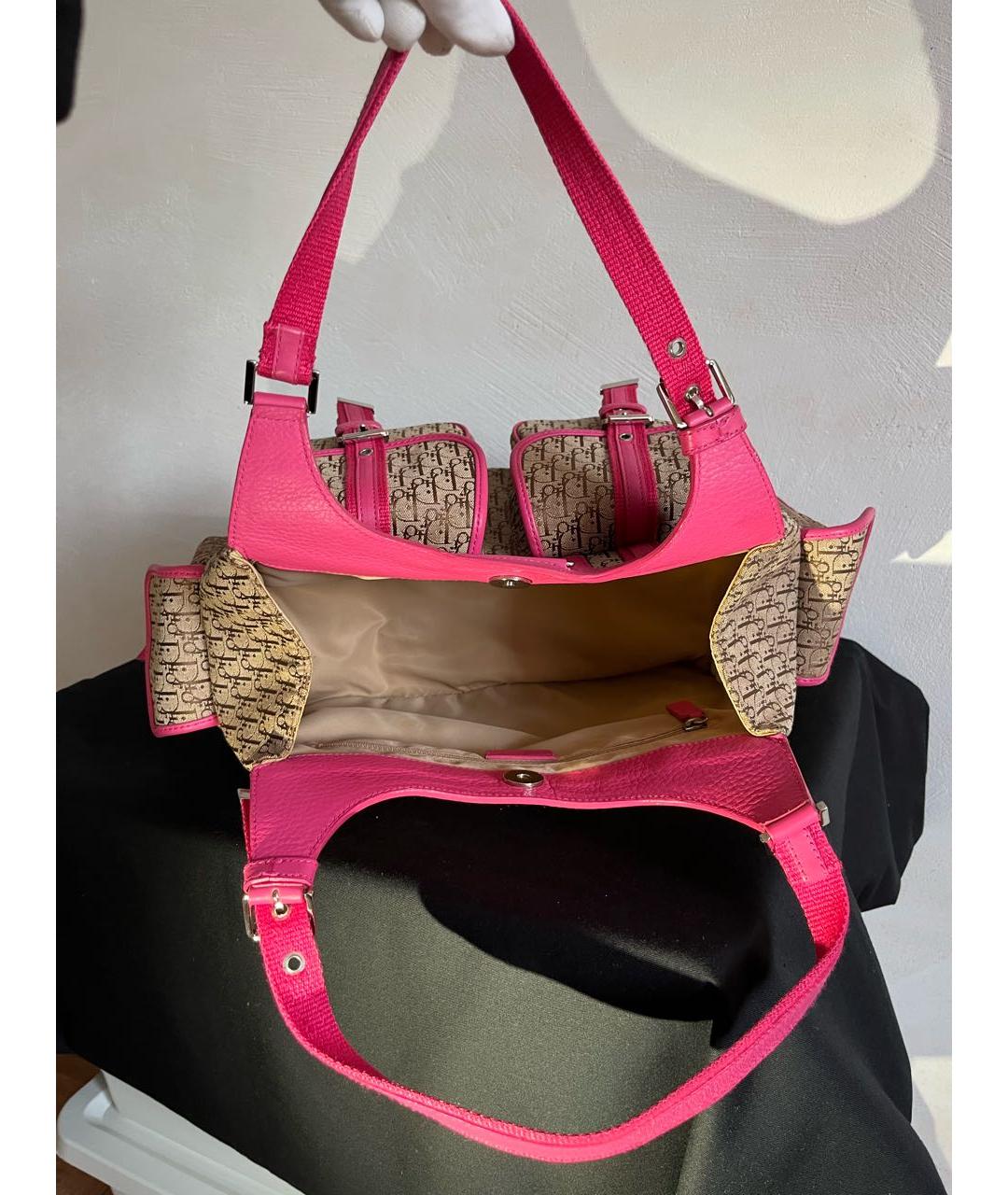 CHRISTIAN DIOR Розовая кожаная сумка с короткими ручками, фото 4
