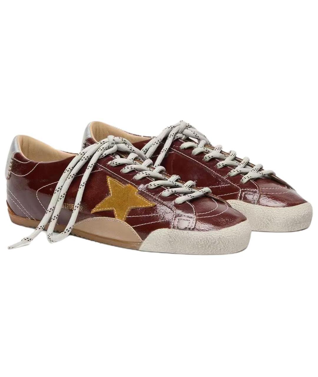 GOLDEN GOOSE DELUXE BRAND Бордовые кроссовки из лакированной кожи, фото 4