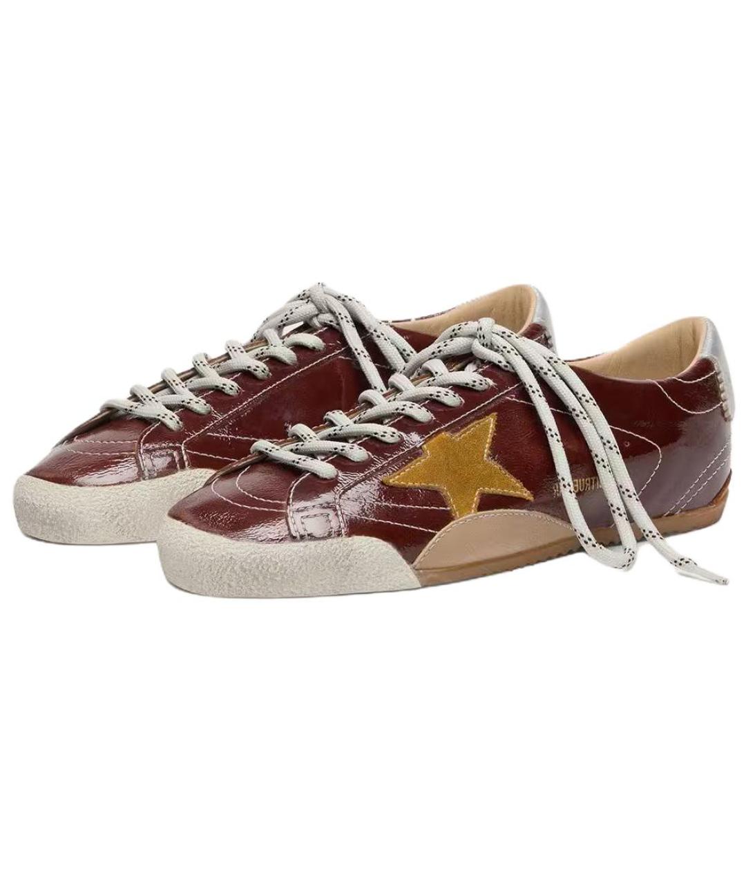 GOLDEN GOOSE DELUXE BRAND Бордовые кроссовки из лакированной кожи, фото 3