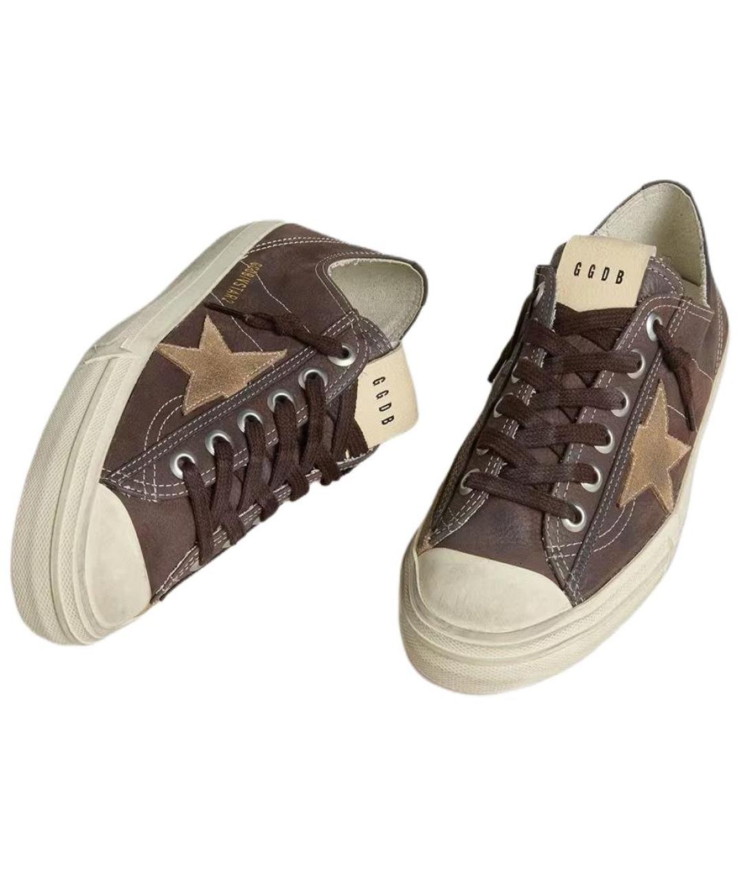 GOLDEN GOOSE Коричневые кожаные кроссовки, фото 4