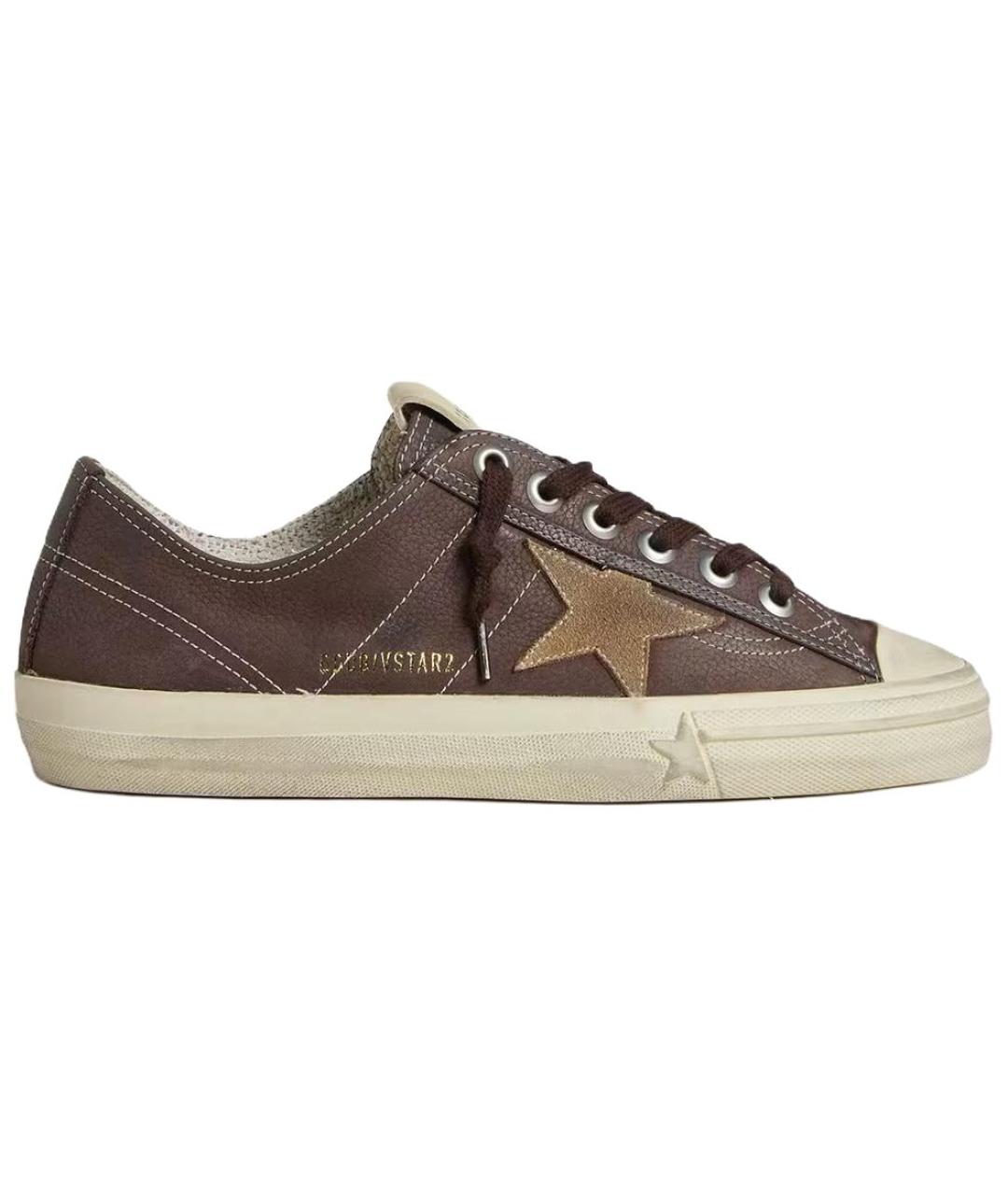 GOLDEN GOOSE Коричневые кожаные кроссовки, фото 1