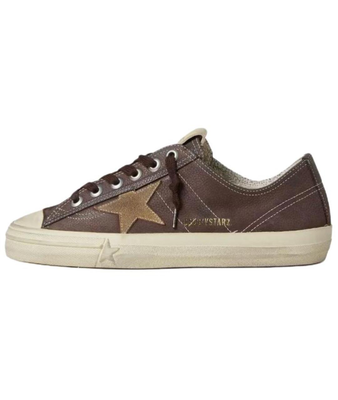 GOLDEN GOOSE Коричневые кожаные кроссовки, фото 2