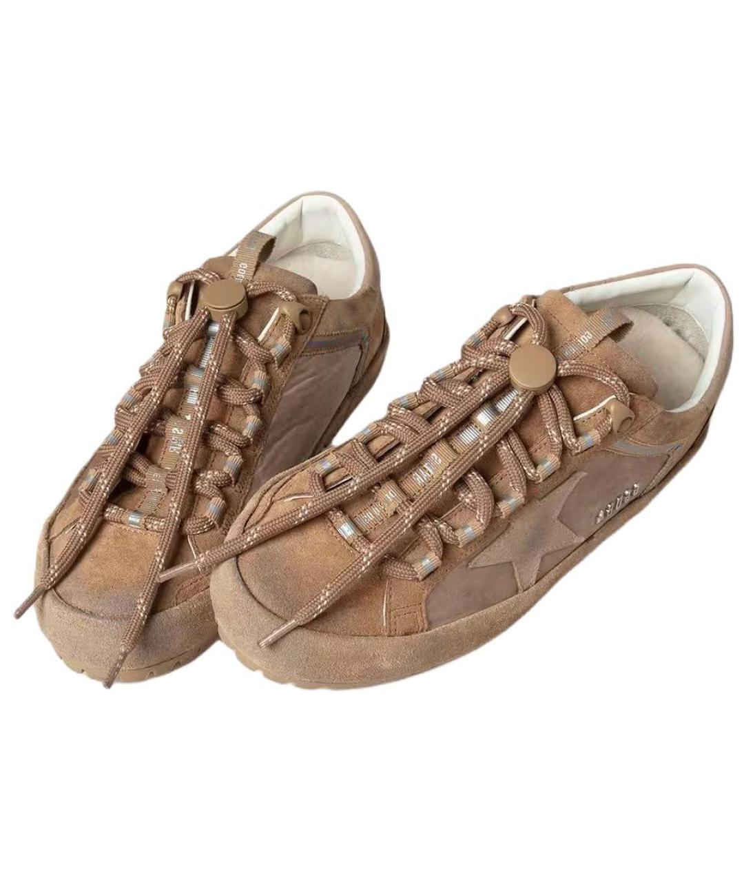 GOLDEN GOOSE Коричневые кожаные низкие кроссовки / кеды, фото 3