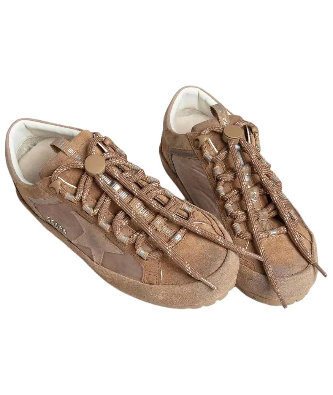 GOLDEN GOOSE Коричневые кожаные низкие кроссовки / кеды, фото 4