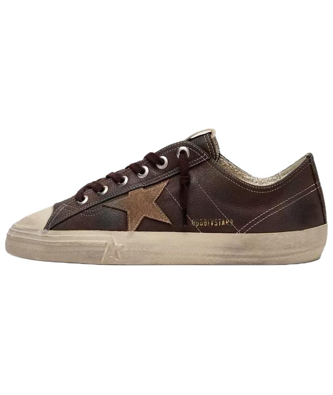 GOLDEN GOOSE DELUXE BRAND Коричневые кожаные низкие кроссовки / кеды, фото 2